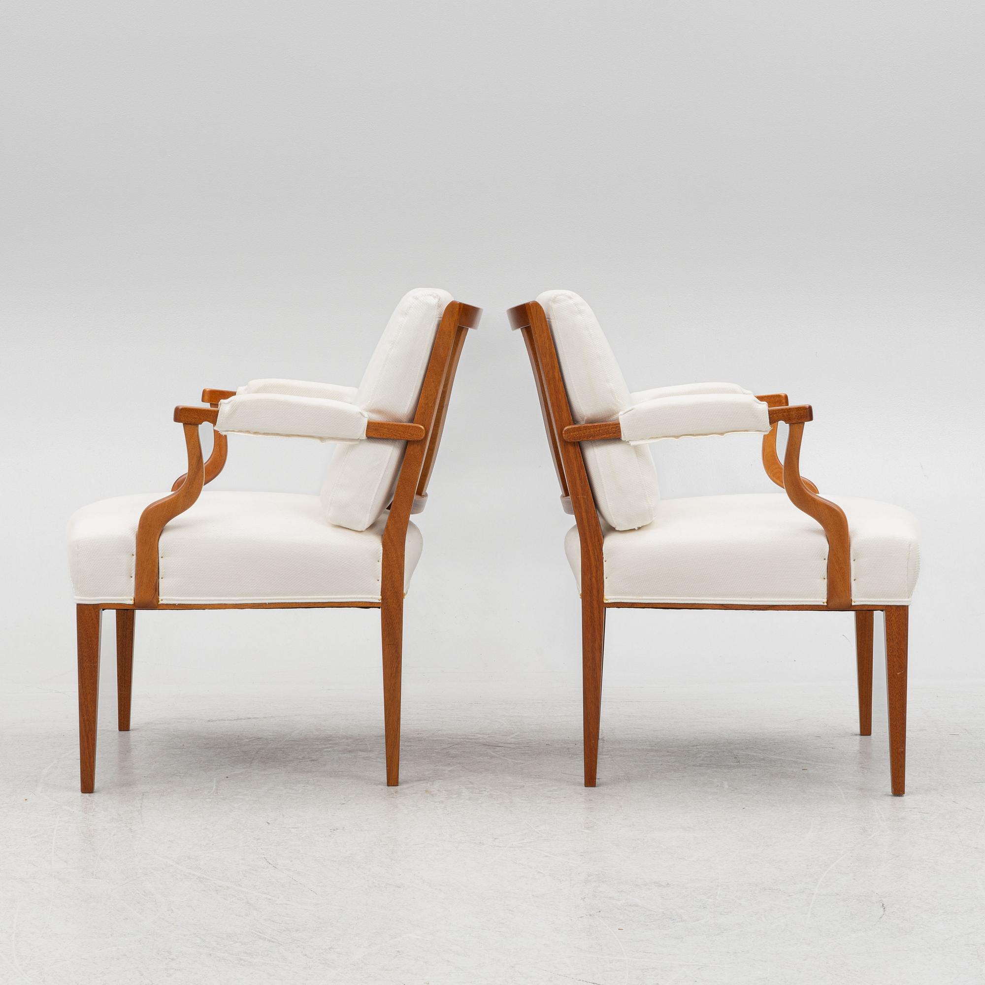 Josef Frank, a pair of armchairs, model 969, Svenskt Tenn.