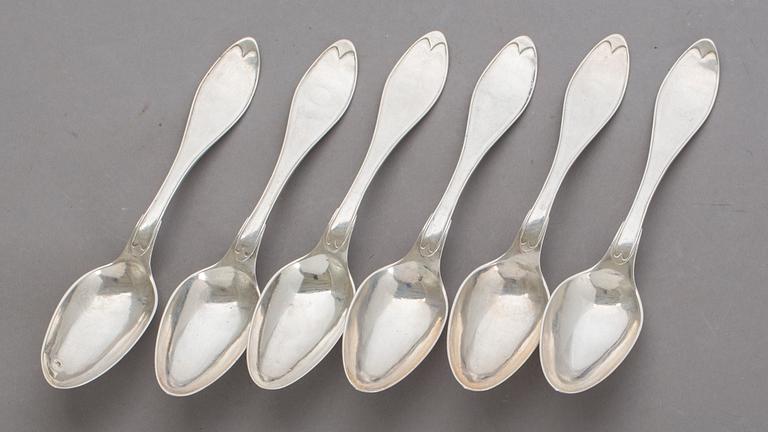 SKEDAR, 6 st, silver A Edborg (1840-1872), 1840-tal, Jönköping. Ca 250g.