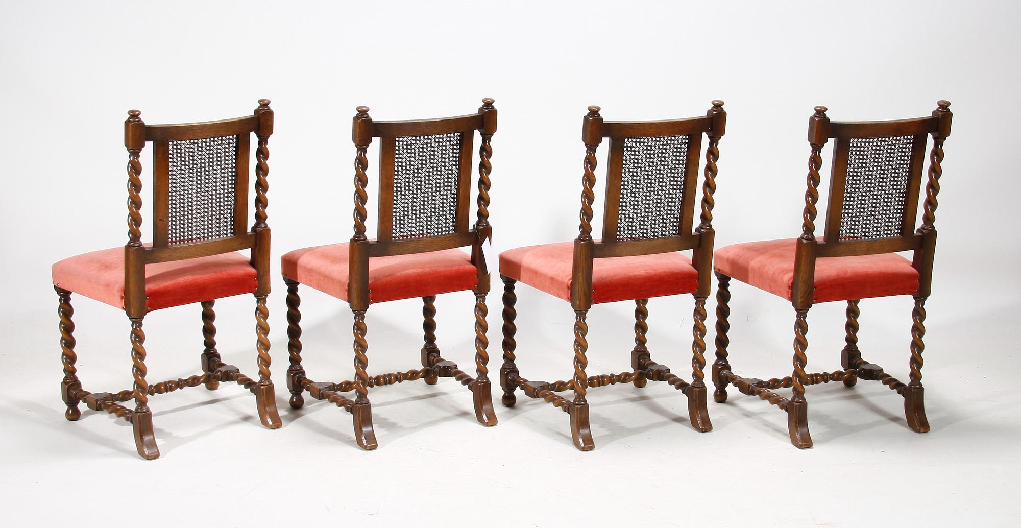 MATSALSGRUPP, 6 delar, barockstil, en del brickmärkt NK. 1900-talets första hälft.