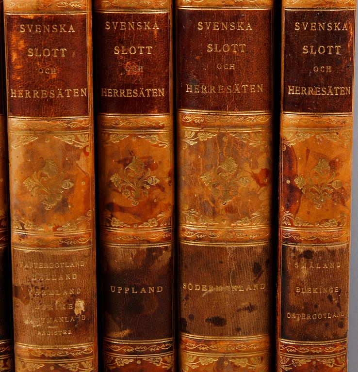 BÖCKER, 9 vol, "Svenska slott och herresäten vid 1900-talets början" resp "Ny följd", 1910- 1920-tal.