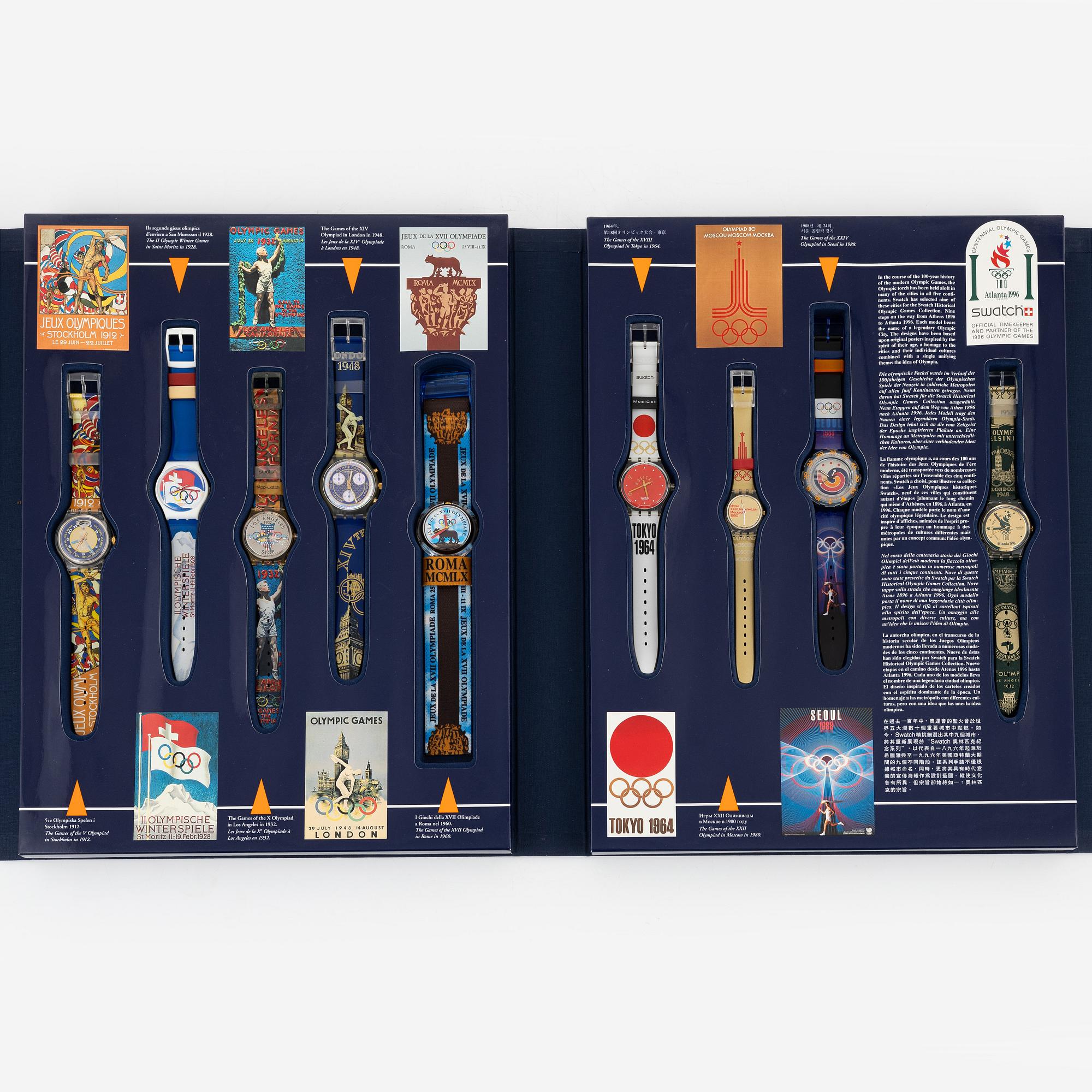 Swatch historical Olympic games collection.