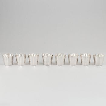 Sigvard Bernadotte, 24 pieces silver plate cocktail glasses, cups and mugs, GAB, Gense, Sweden.