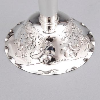LJUSSTAKAR, ett par, silver, GAB, Stockholm, 1950.