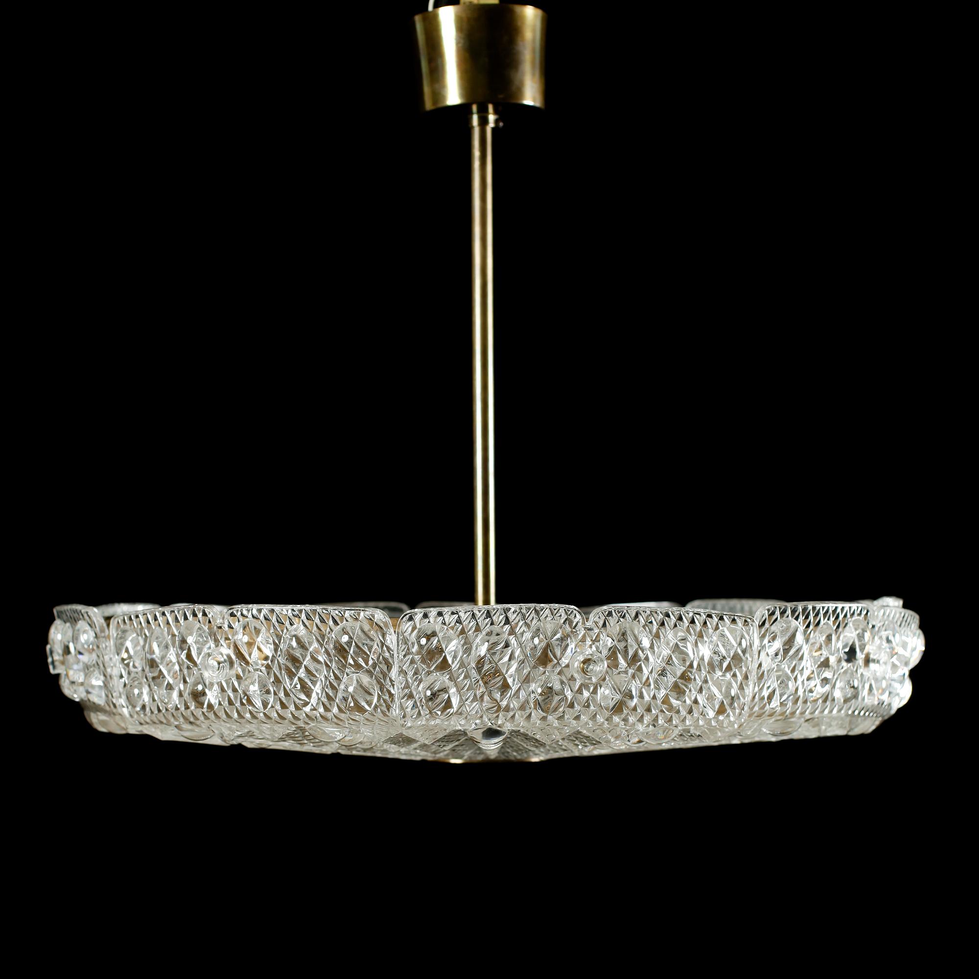 TAKLAMPA, Orrefors, 1900-talets mitt. Höjd ca 50 cm.