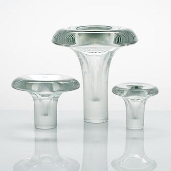 Tapio Wirkkala, vaser, 3, st, modell 3552, "Tatti" (Sopp) signerade Tapio Wirkkala, Iittala -55.