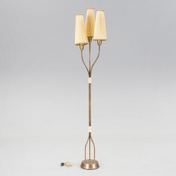 A brass standard lamp, 1950's/60's.
