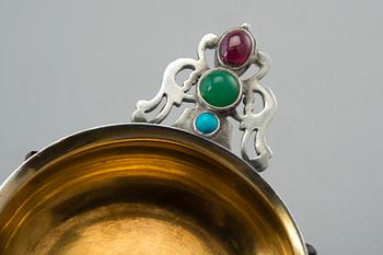 A KOVSCH, 84 silver, garnets, turquoises, chrysoprase. Marked Ovchinnikov St. Petersburg 1880 s.