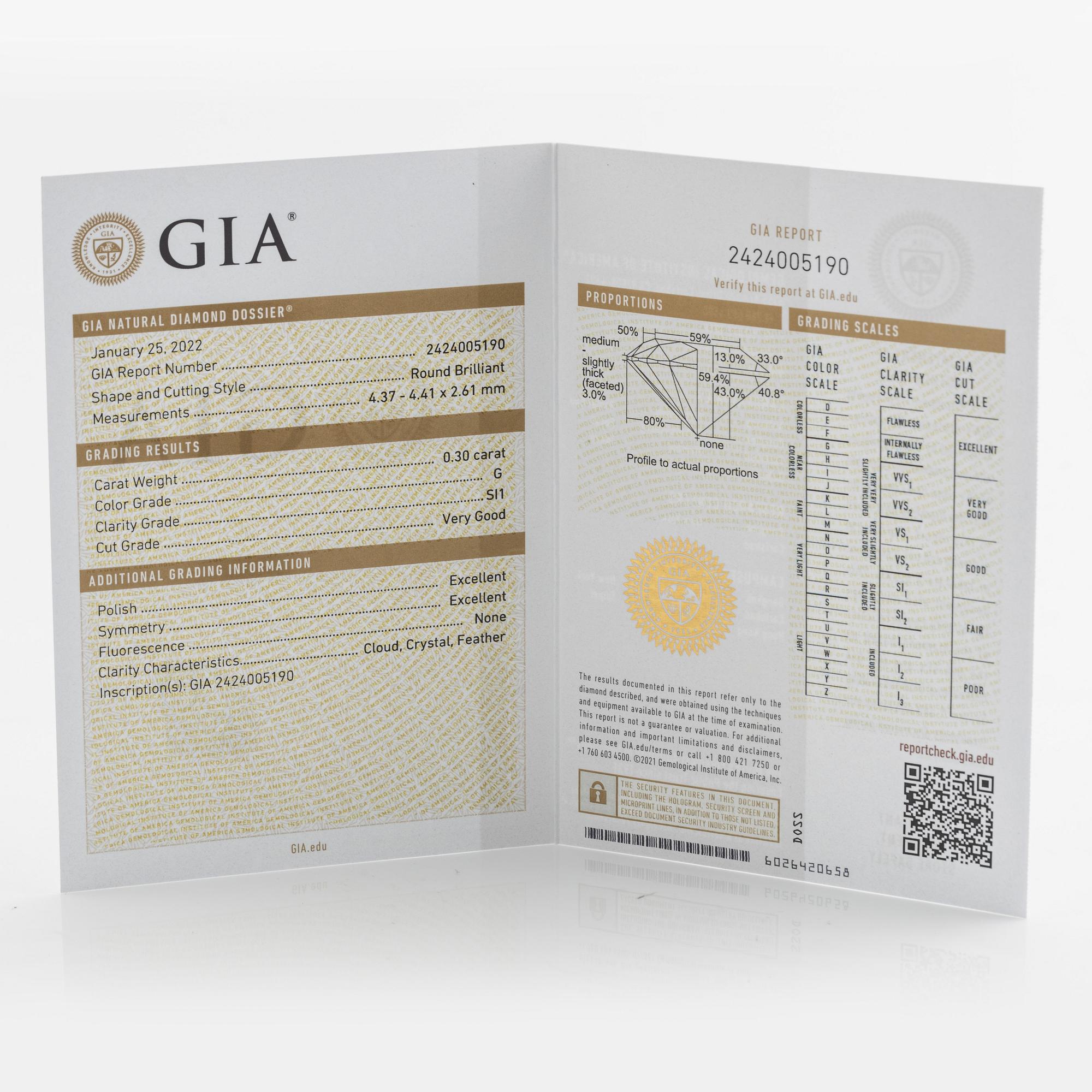 Brilliant cut diamond earrings, with GIA dossier.