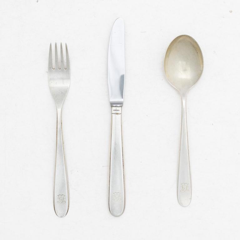 Erik Fleming, Cutlery service, 29 pieces, sterling silver, “Flavia 2”, Atelier Borgila, Stockholm, including 1963.