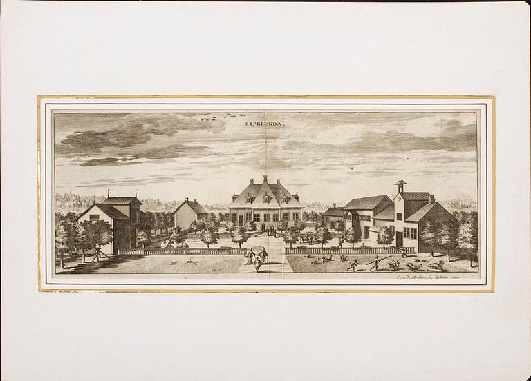 GRAVYRER, 4 st, ur "Svecia Antiqua et Hodierna", 1700-tal.