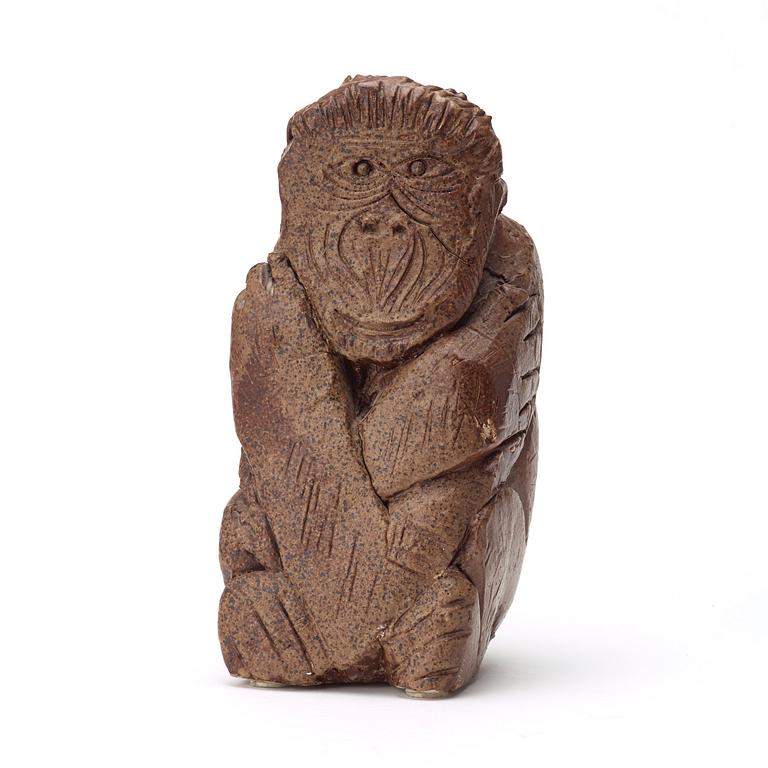 Michael Schilkin, a stoneware sculpture of a monkey, Arabia, Finland ca 1960.