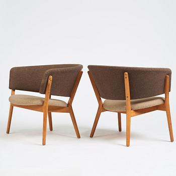 Nanna Ditzel, a set of three teak lounge chairs, Søren Willadsen, Denmark, 1950-60s.