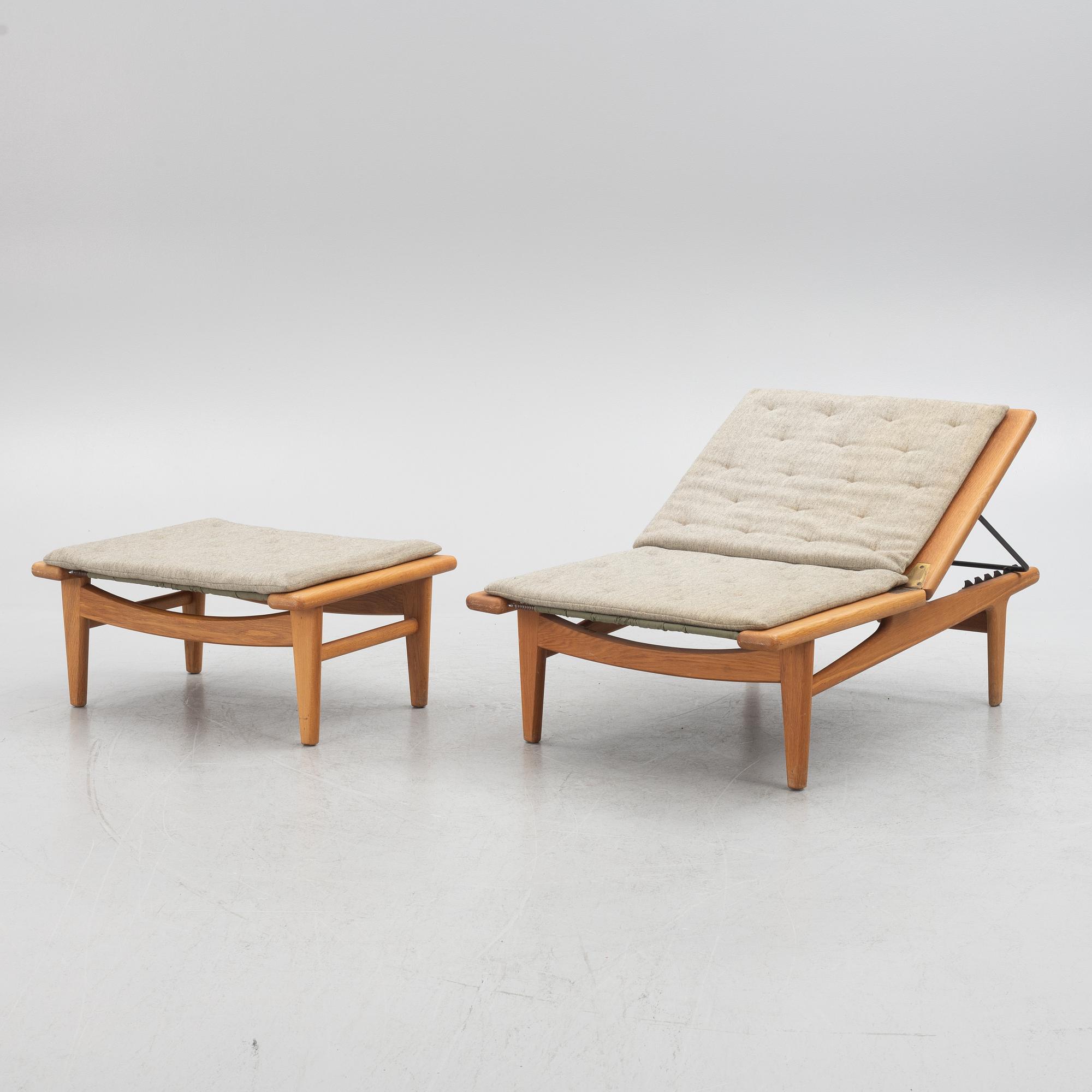 Hans J. Wegner, armchair with footstool/daybed, GE-01, Getama, Denmark.