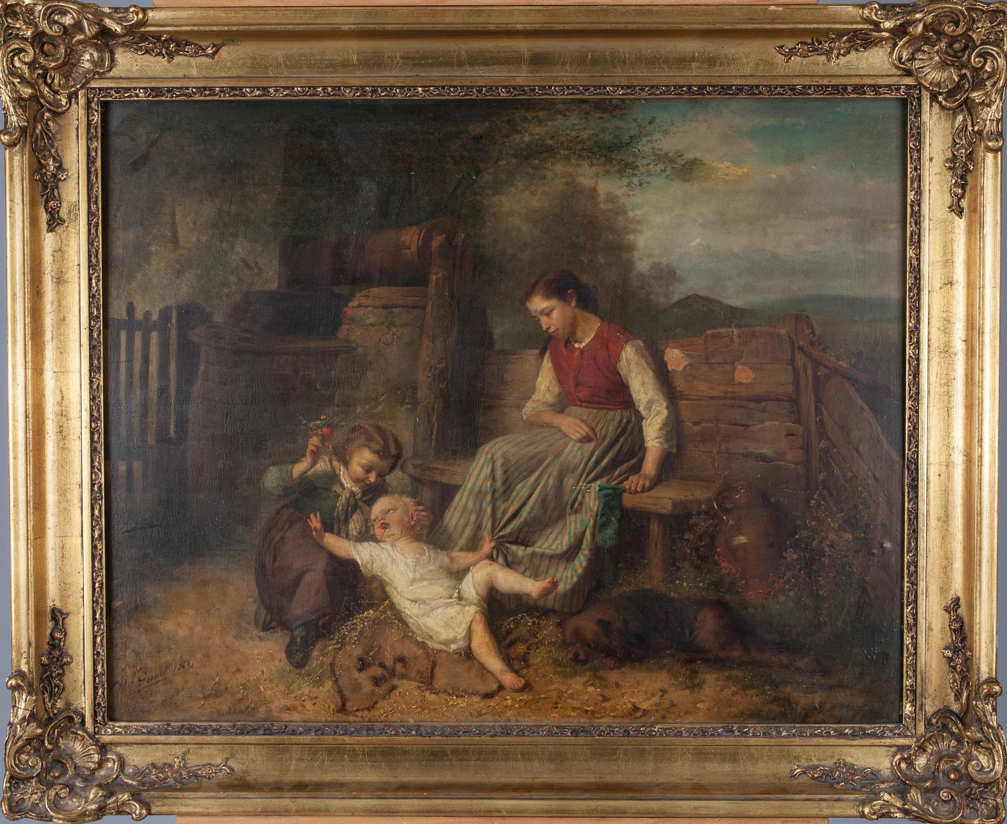 THÉODORE GÉRARD, olja på pannå, signerad och daterad 1866.