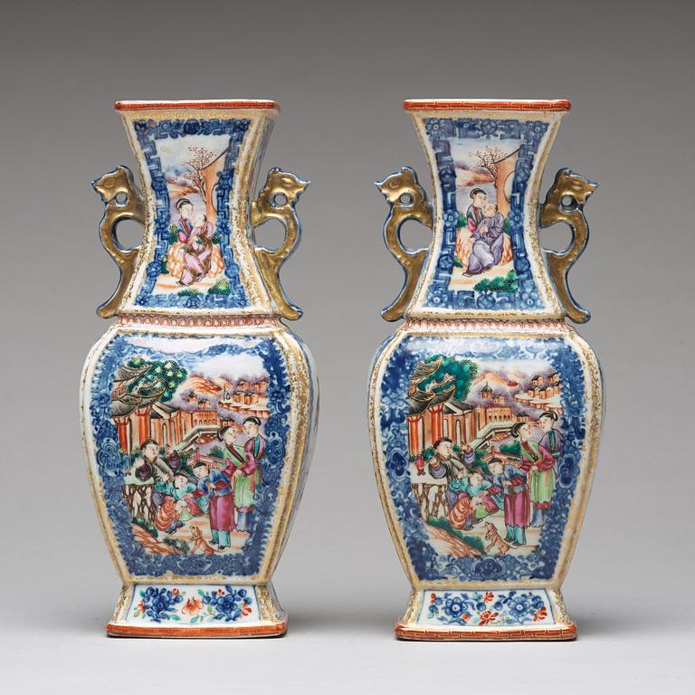 A pair of famille rose vases, Qing dynasty, Qianlong (1736-95).