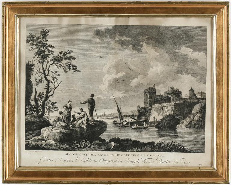 JOSEPH VERNET, kopparstick, troligen 1700-tal.