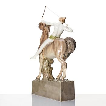 Adolphe-Jean Lavergne, a ceramic sulpture of a hunting Diana, Goldscheider, Wien, ca 1922-41.