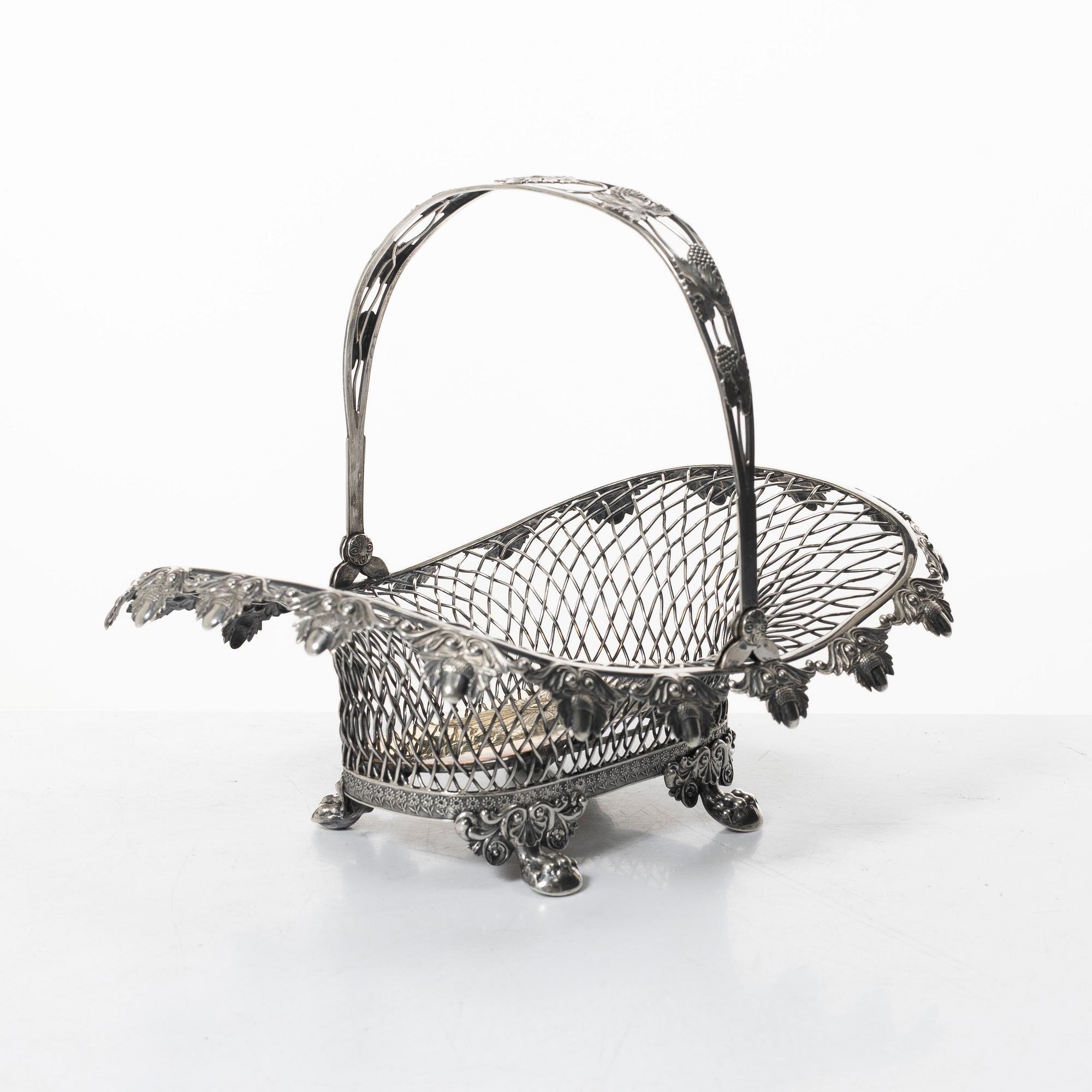 Gustaf Folcker, A Swedish silver bread basket, silver, mark of Gustaf Folcker, Stockholm 1838.