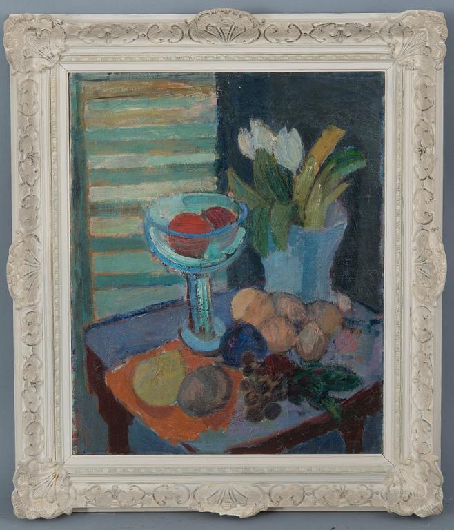 Tove Jansson, STILLEBEN MED FRUKT OCH TULPANER.