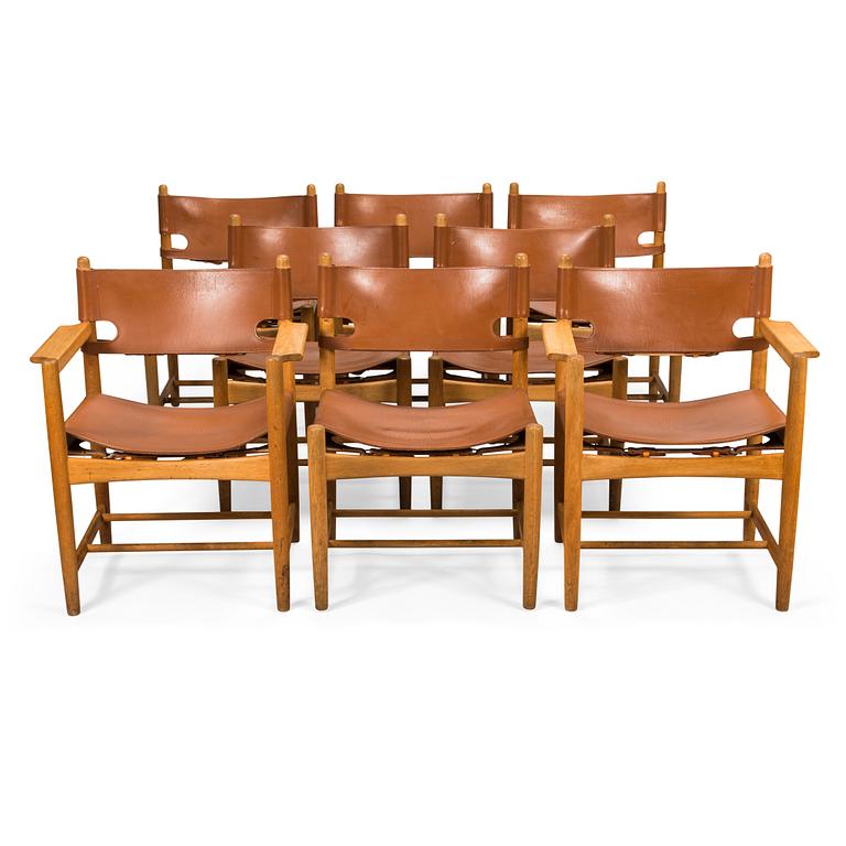 Børge Mogensen, a set of eight 'Jagtspisestol' '3238' armchairs for Fredericia Stolefabrik.