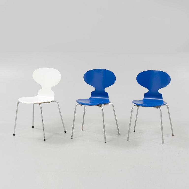 Three"Ant" chairs, designed by Anre Jacobsen for Fritz Hansen, 1970 and 1983.