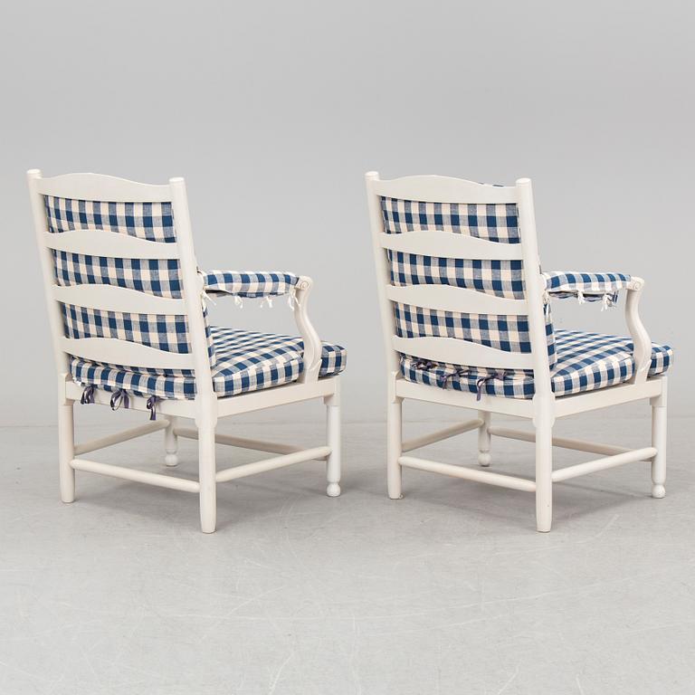 A pair of armchairs and stools 'Medevi Brunn' by IKEA, late 20th century.