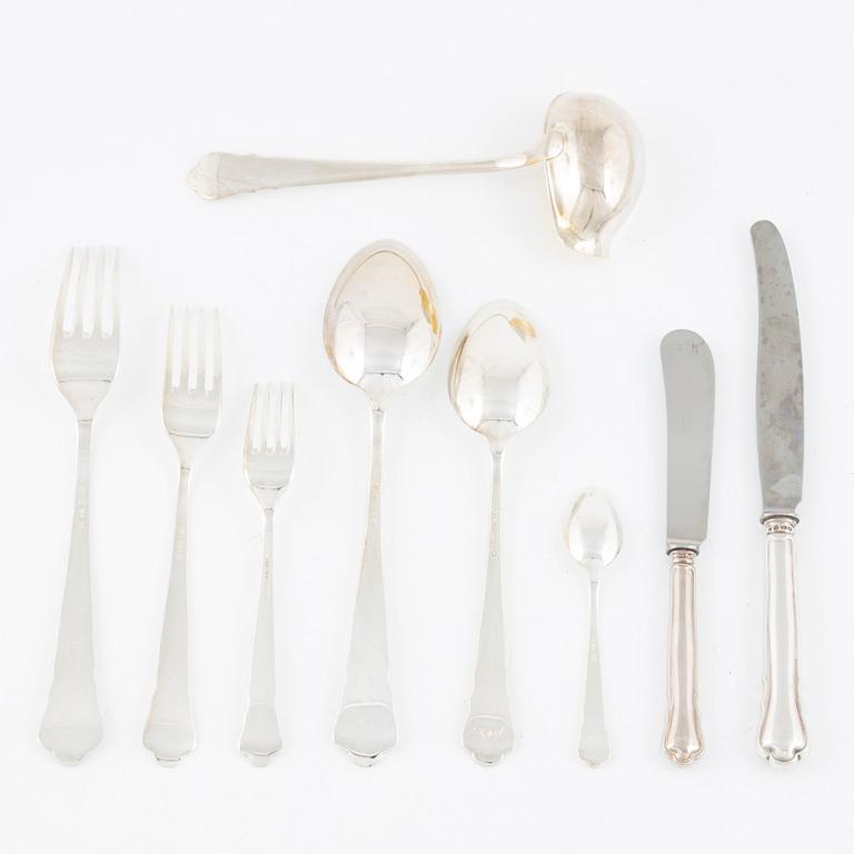A Swedish silver cutlery set, model 'Chippendale', 87 pieces, GAB, Stockholm 1940s and 50s.