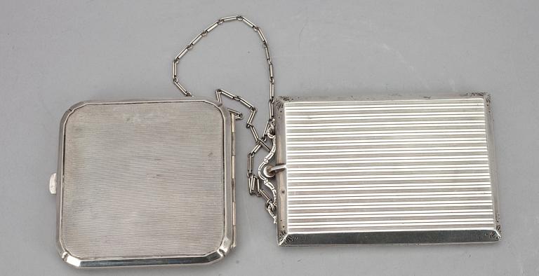 AFTONVÄSKA OCH CIGARETTETUI, silver, Art Deco.