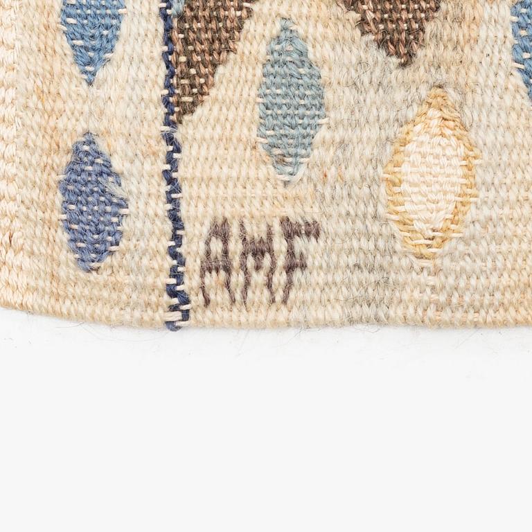 Ann-Mari Forsberg, a textile, 'Blå Crocus', a tapestry variant, c 92,5 x 31 cm, signed AMF.