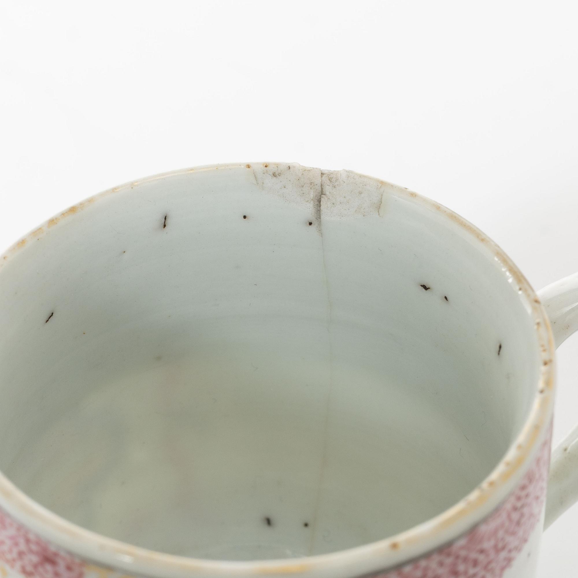 Koppar, åtta stycken, porslin. Qingdynastin, 1700-tal.