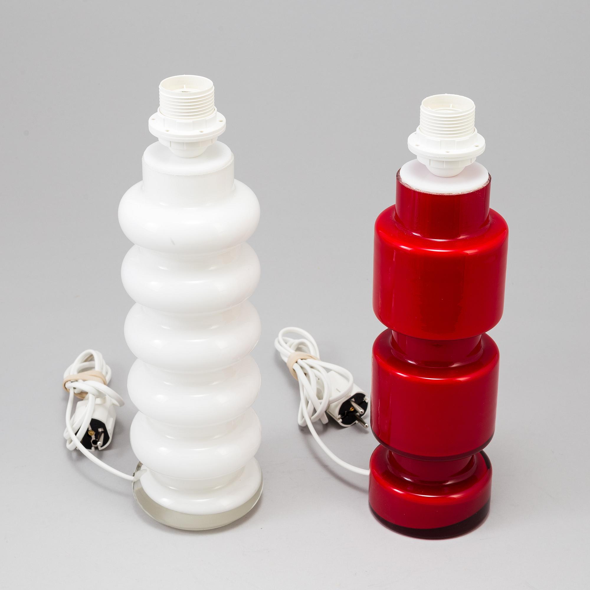 PO STRÖM, 2 glass table lamps, Alsterfors, 1960s.