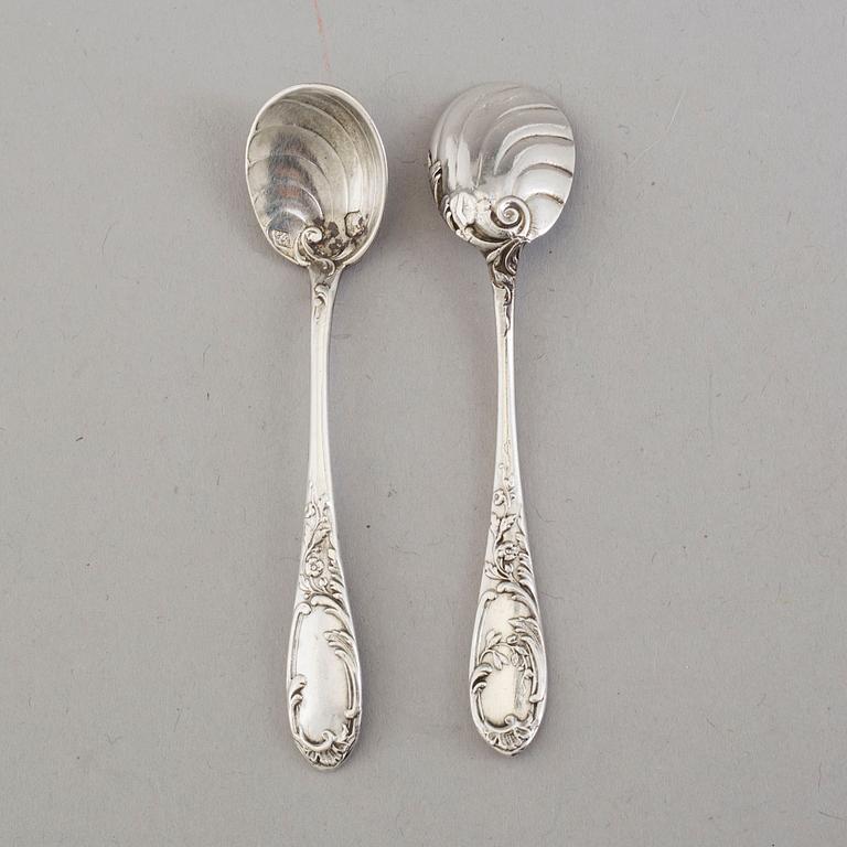 A pair of Rococo silver salt cellars, 18th Century.