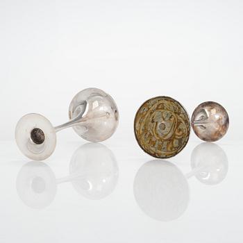 Tapio Wirkkala, a pair of 'Trumpetti' sterling silver candlesticks, Kultakeskus, Norwegian import marks.