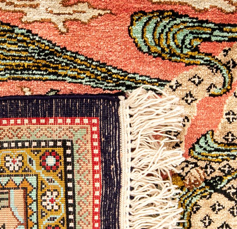 Matta Ghom silke figural ca 80x60 cm.