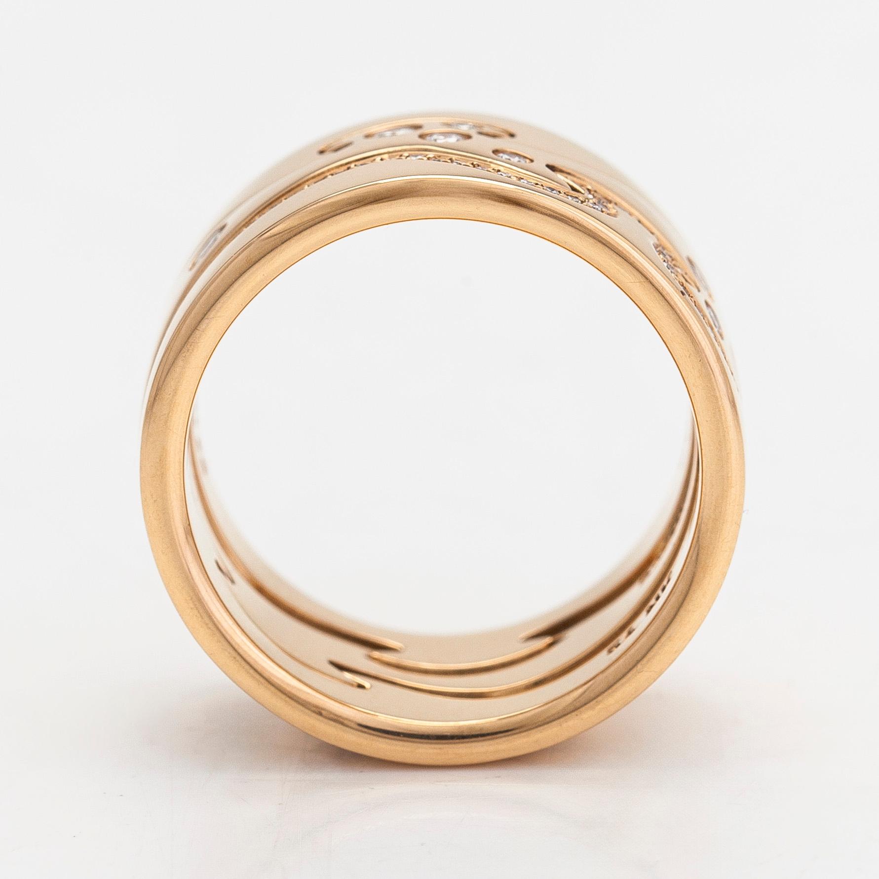 Georg Jensen, ring, "Fusion", 3 st, 18K roséguld med diamanter totalt ca 0.34 ct.