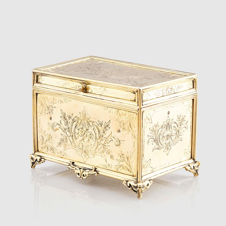 An ottoman empire gilded silver box, Abdul Hamid II's reign (1876-1909).