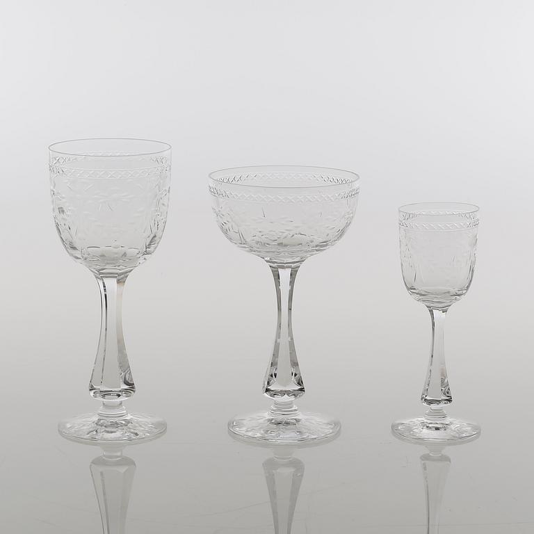 27 glasses, model "Mac Guirlang" by Fritz Kallenberg for Boda, second half of the 20th century.