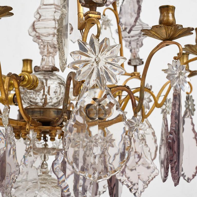 A Louis XV 18th century nine-light chandelier.