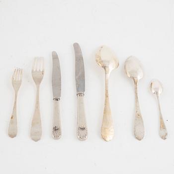 Bestickservis, 71 st, silver, modell "Snäck", MGAB, Uppsala, 1946-56.