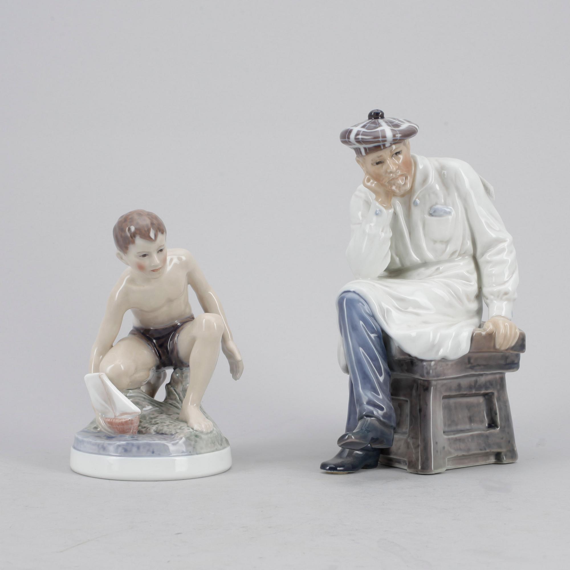 FIGURINER, 2 st, porslin, Dahl Jensen, Danmark.