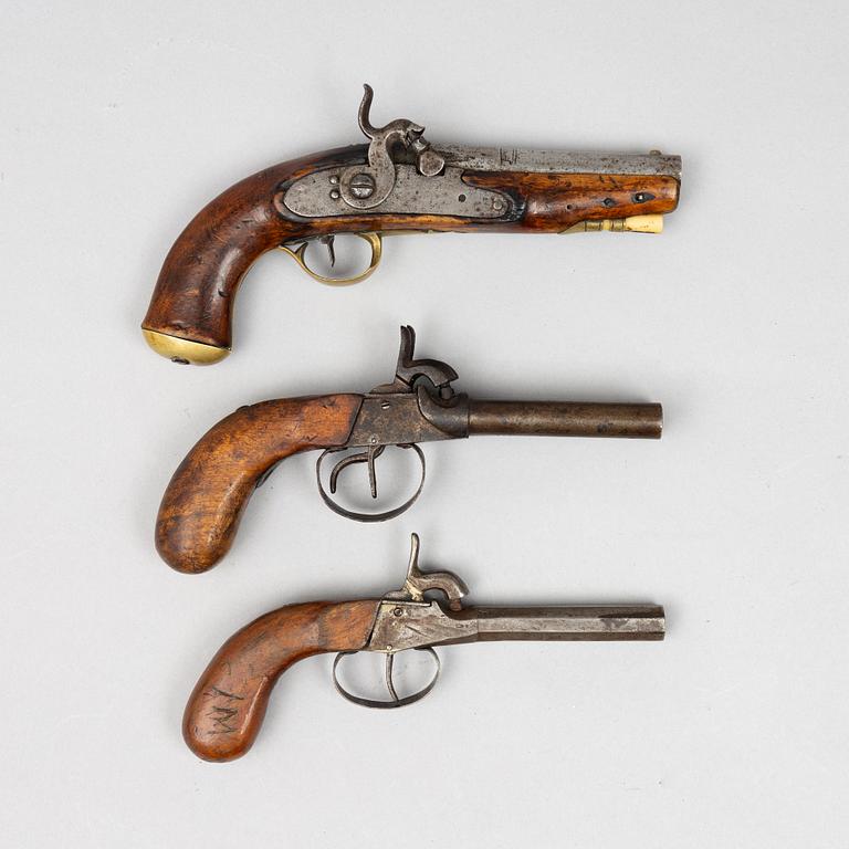 Firing pin pistols, 3 pcs, second half of the 19th century.