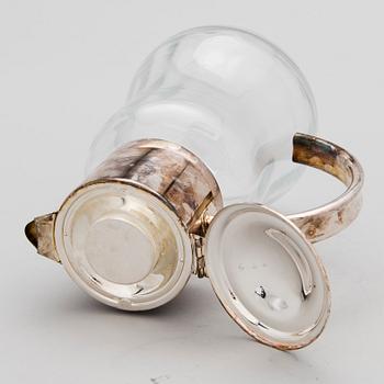 A LEMONADE PITCHER, glas and silverplated metal, Massini, Firenze late 20th century.
