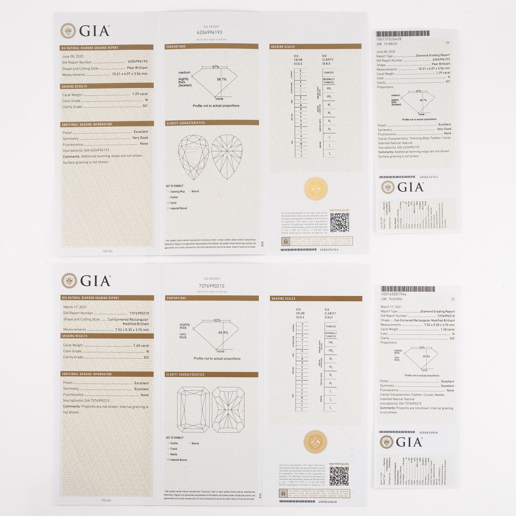 Crossover ring, 18K white gold set with pear-shaped and emerald-cut diamonds. Accompanied by GIA report.