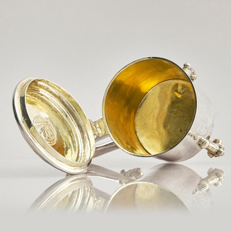 A Swedish early 18th century parcel-gilt silver tankard, mark of Bengt Collin, Uppsala (active 1699-1755).