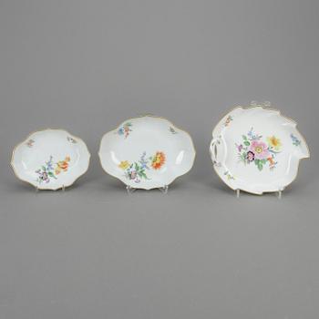 SKÅLFAT, porslin, 3 st, Meissen, 1800/1900-tal.