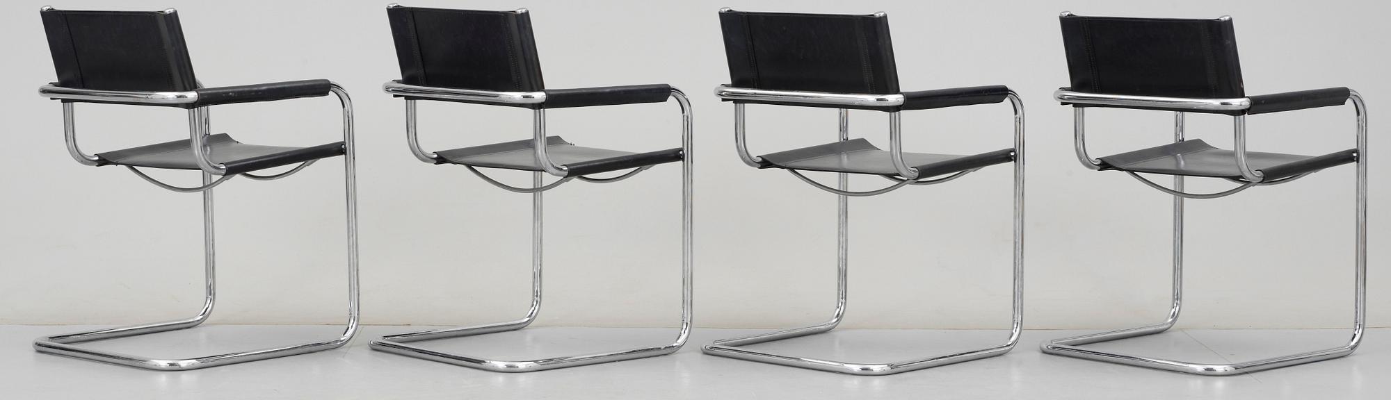 KARMSTOLAR, 4 st, Bauhaus-typ, Fasem, 1900-talets andra hälft.