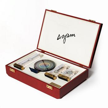 Yaacov Agam, Movado, "Rainbow", Two wrist watches, a table clock and a pocket watch.