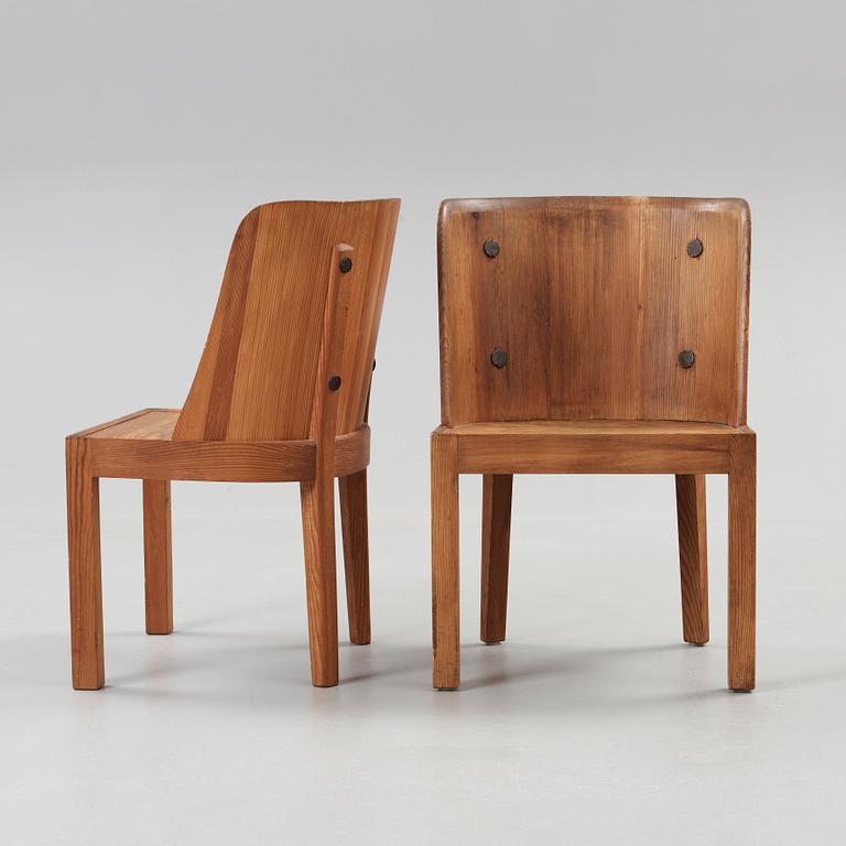 A pair of Axel Einar Hjorth stained pine armchairs, 'Lovö', Nordiska Kompaniet, 1930's.