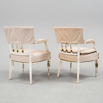 A PAIR OF ARMCHAIRS, gustavian style, mid 1900s.