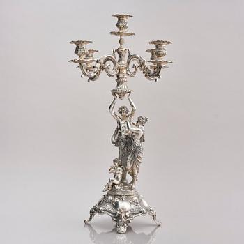 Lale Silverware & Co Ltd, femarmade kandelabrar, tre stycken, sterling silver, Istanbul, Turkiet 1900-tal.